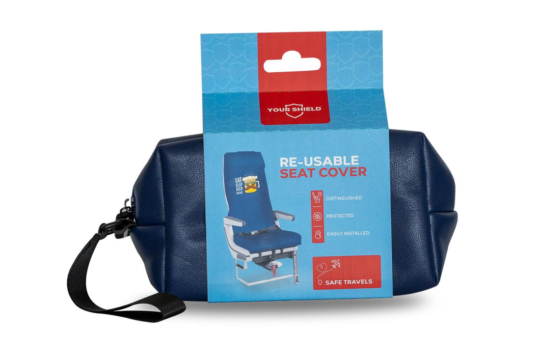 Reusable Seat Cover - Eat Beer Repeat Sleep Print - Comes in a Blue Pouch