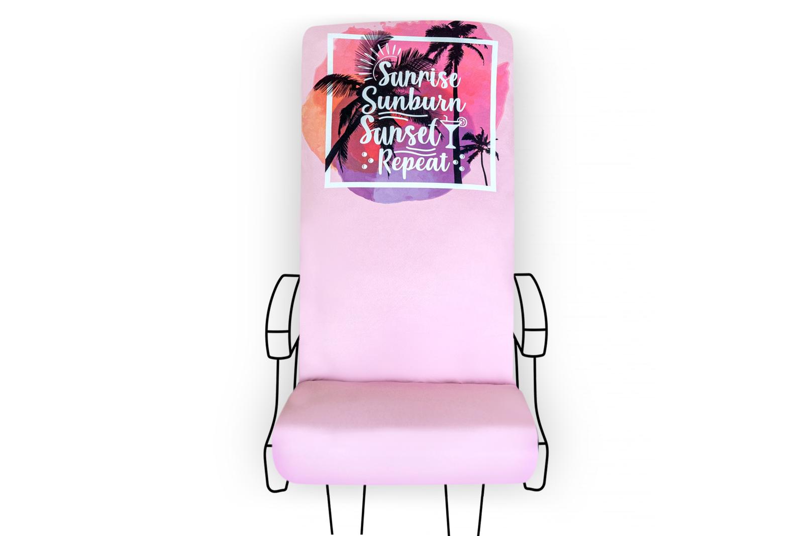 Reusable Seat Cover - Sunrise Sunburn Sunset Repeat Print - Comes in a Pink Pouch